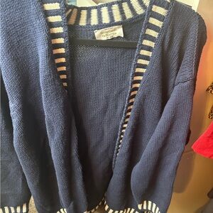 United Colors Of Benetton Navy and Cream Women's Cardigan